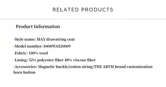 "Desert Heart"women's original color wool peaked lapel drawstring mid-length wool coat-1