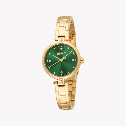 Esprit Women's Gold/Dark Green Watch | Es1l502m0035-1