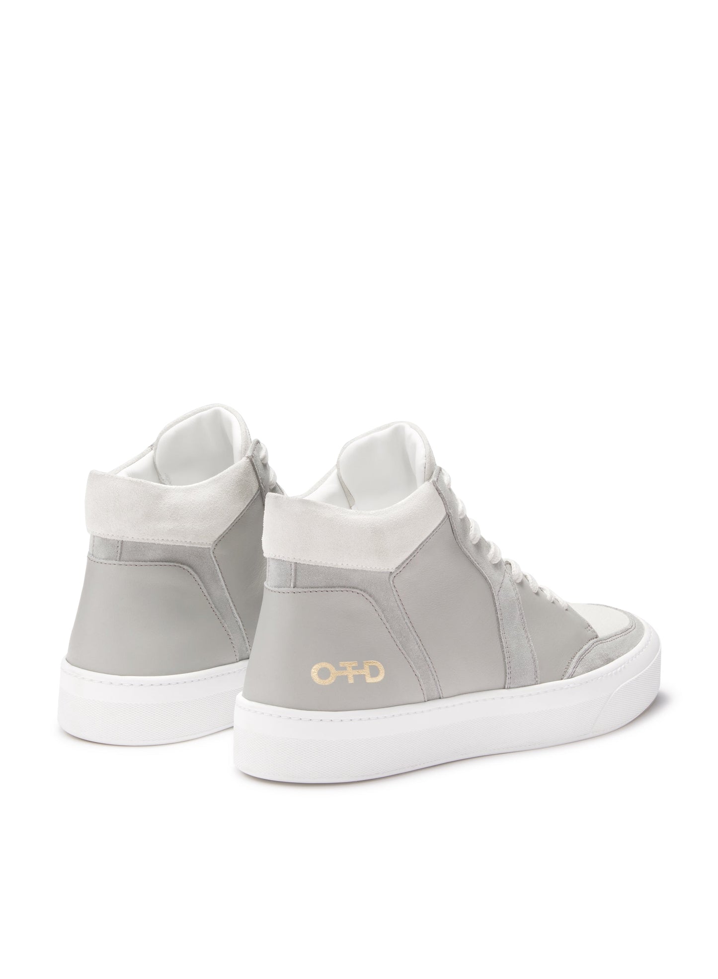 Leather Mid Top Sneaker (Light Grey)-2