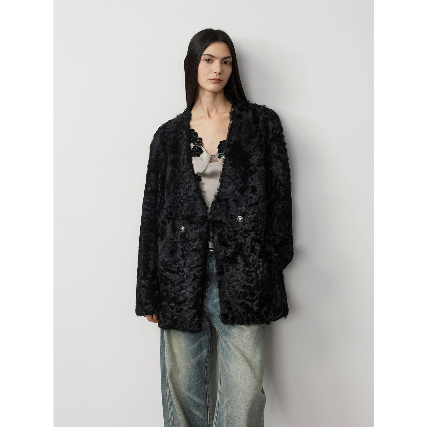 Blizzard Urban Luxury Two-Color Buff Lamb Coat-5