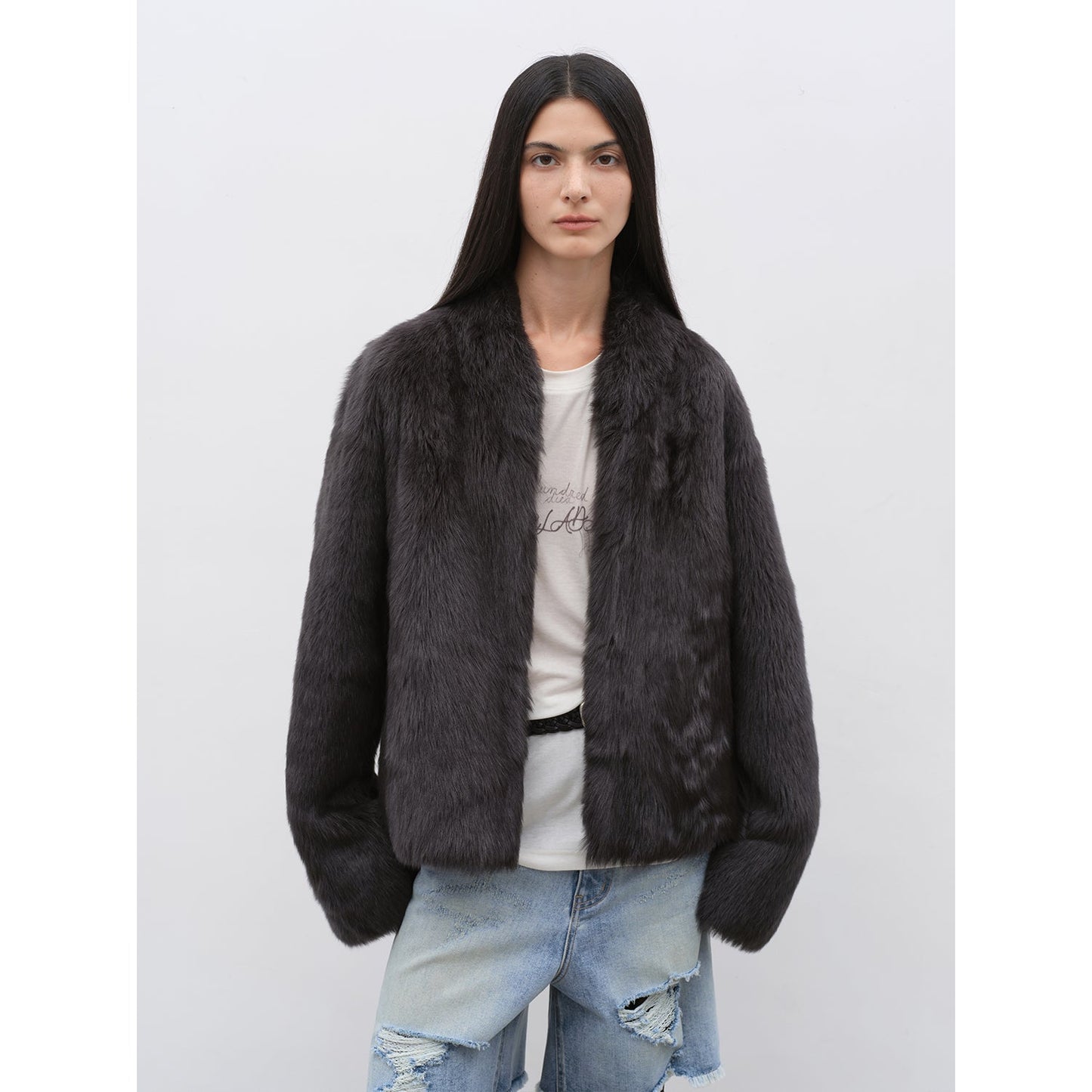 Fireladyfur Women's Casual Drop Shoulder Stand Collar Sheepskin Coat"Practical Wearism"-7