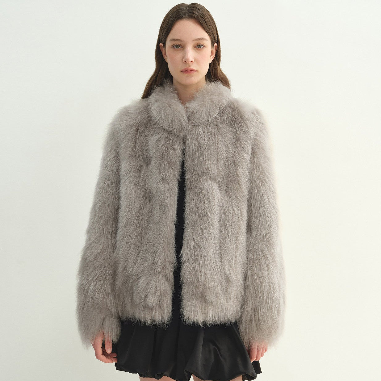 "Long Nocturne" imported fox fur retro short coat for women-6