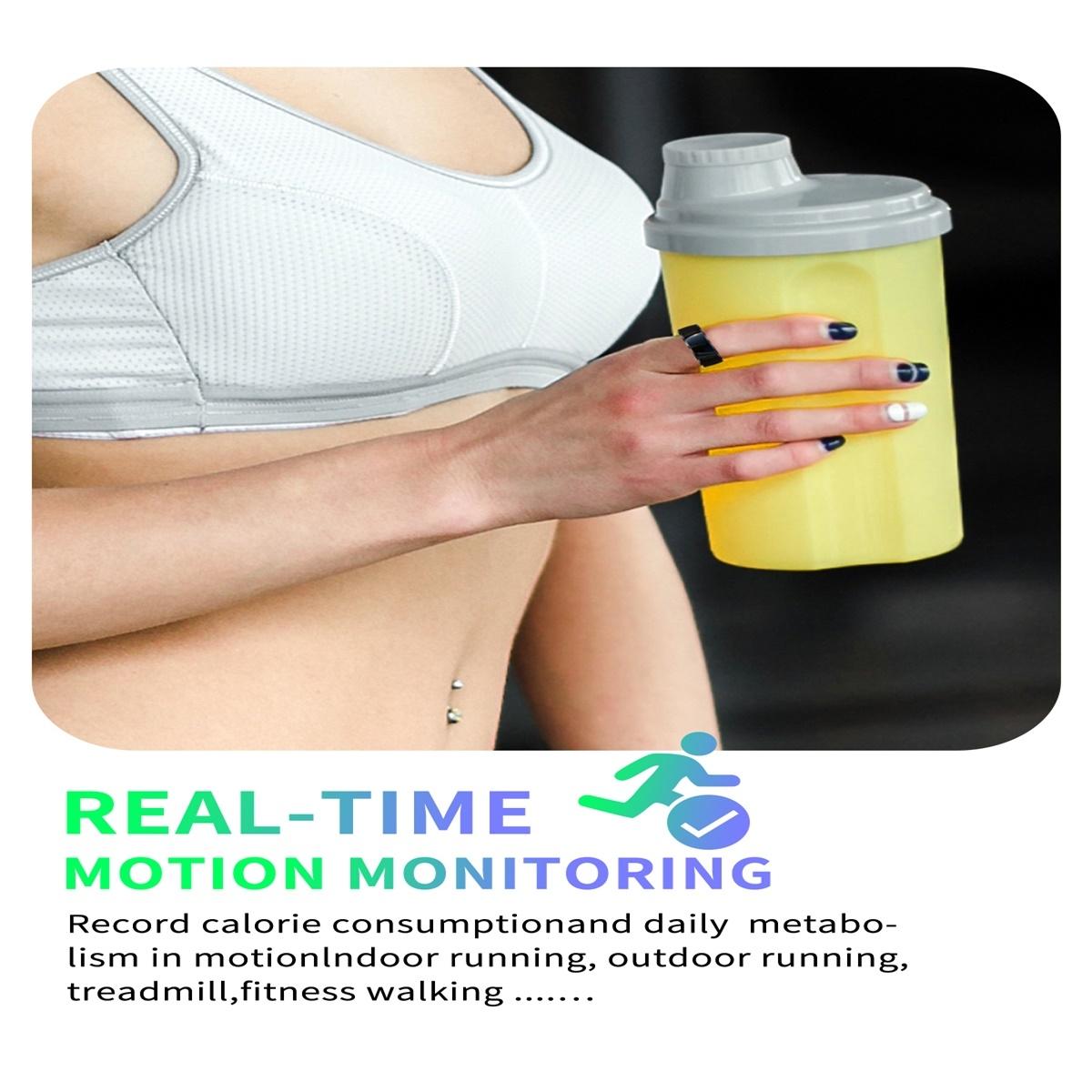 NNEIDS Smart Ring With Heart Rate Blood Oxygen Sleep & Sports Modes - Black Size 22-4