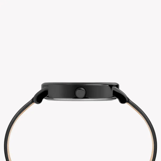 Timex Women's Black Leather Watch, Black Dial | Tw2r93000-1