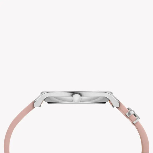 Timex Women's Pink Leather Watch, White Dial | Tw2t47900-1