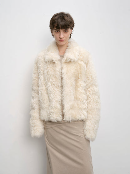 Fireladyfur Women's Soft & Warm Short Wool Sheepskin Coat“Blackmoon Berlin”