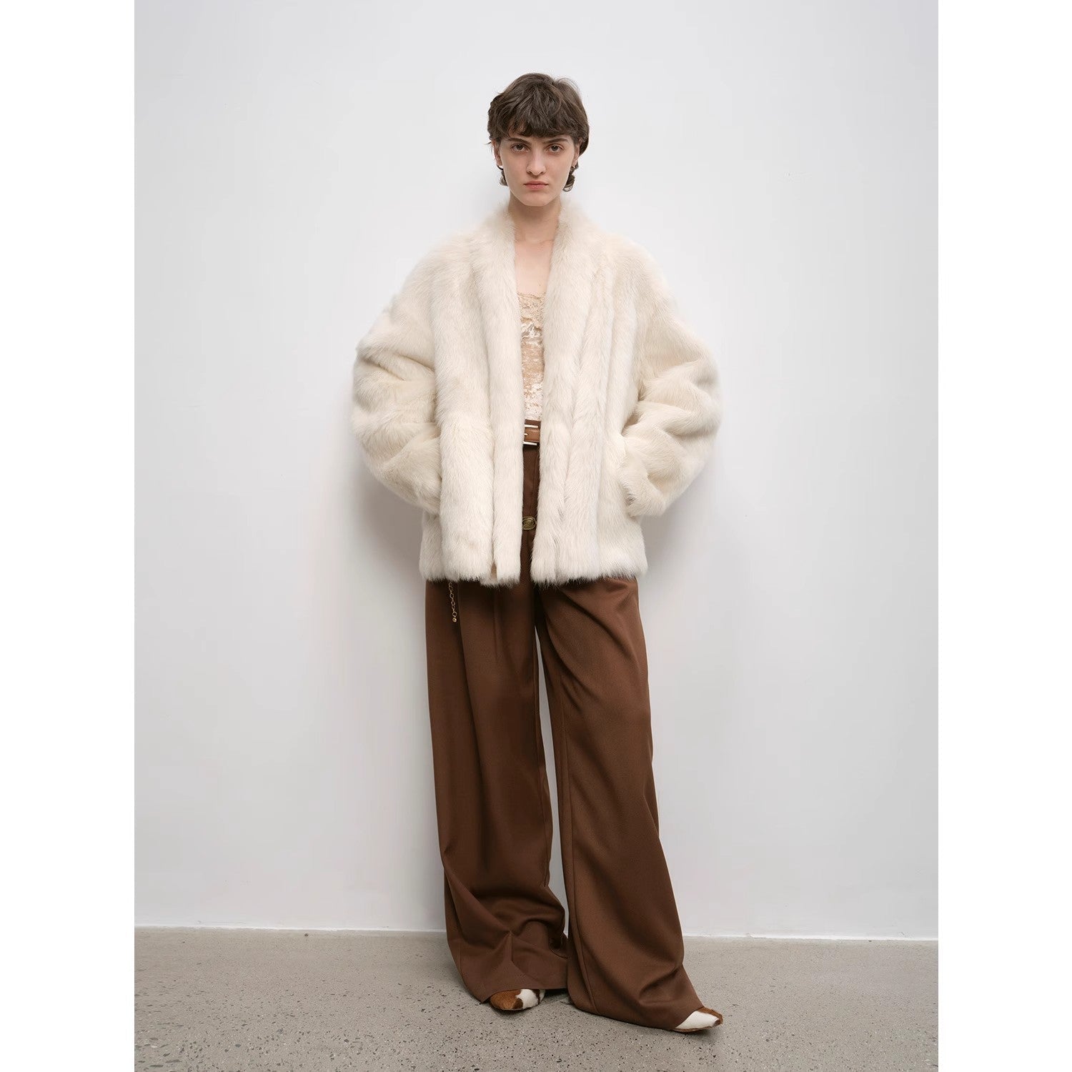 "Winter Love Island"Tuscan fur one-piece coat women's long hanging collar straight fur coat-0