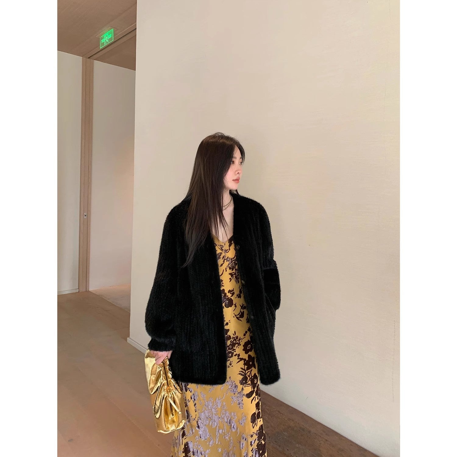 "Moon Serenade" High-luxury imported velvet mink woven fur coat mid-length mink coat (handmade)-0