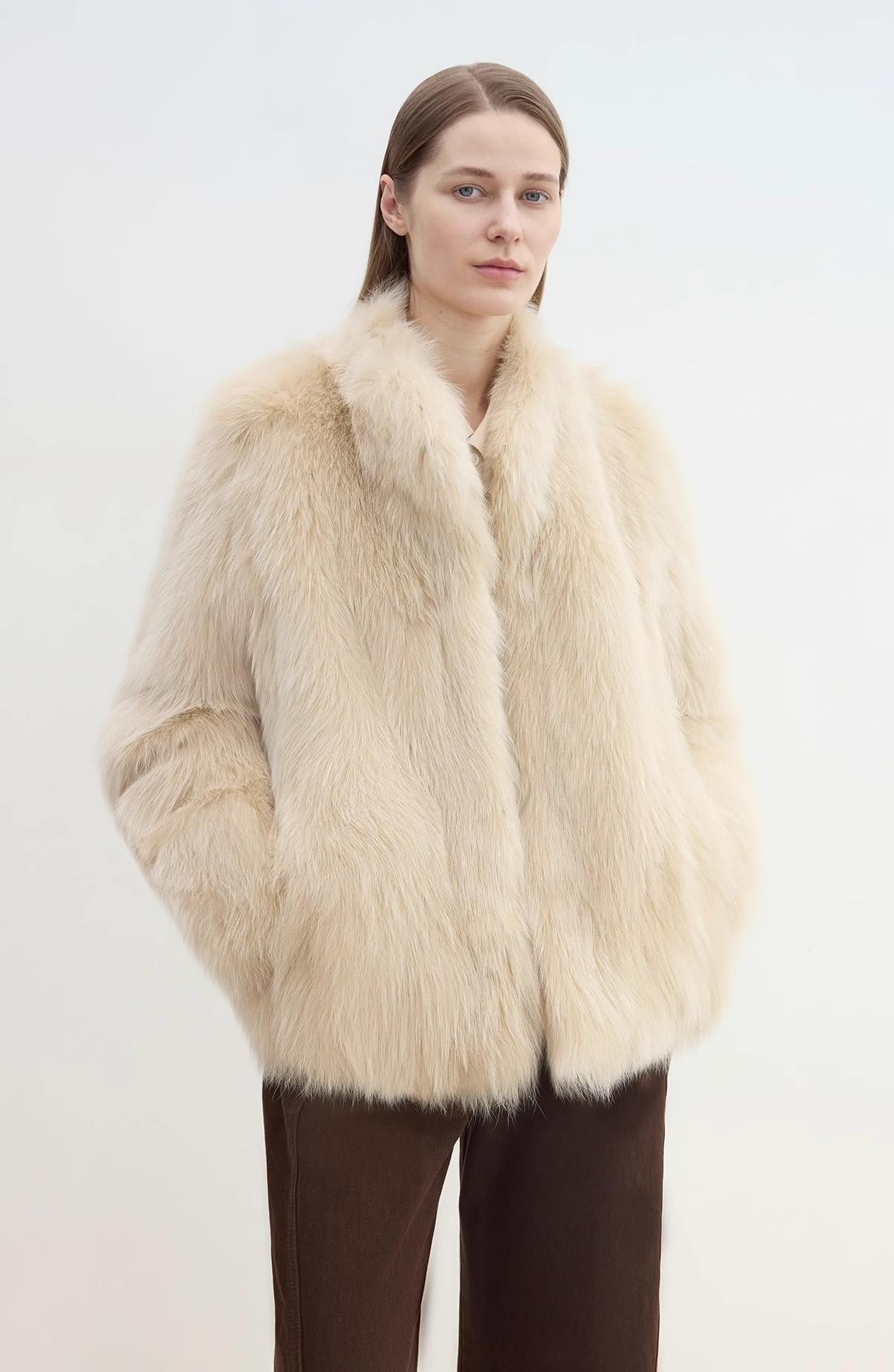 "Long Nocturne" imported fox fur retro short coat for women-0