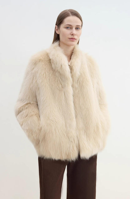 "Long Nocturne" imported fox fur retro short coat for women-0