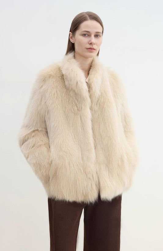 "Long Nocturne" imported fox fur retro short coat for women-0