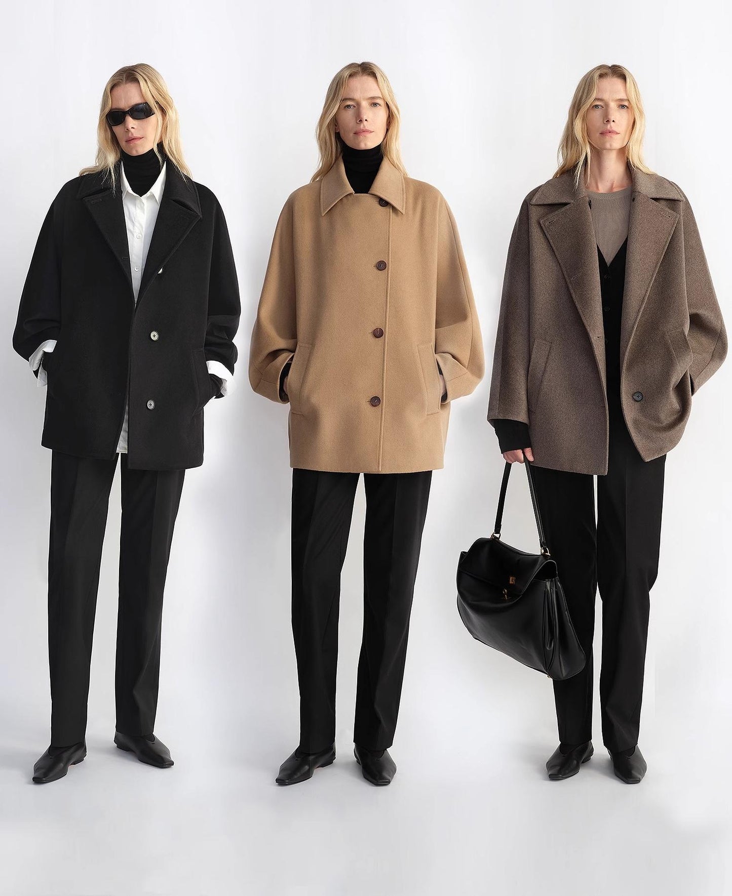 Fireladyfur Women's Cashmere Wool Short Coat with Bat Sleeves"Fleeting Memories"-1