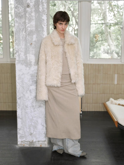 Fireladyfur Women's Soft & Warm Short Wool Sheepskin Coat“Blackmoon Berlin”