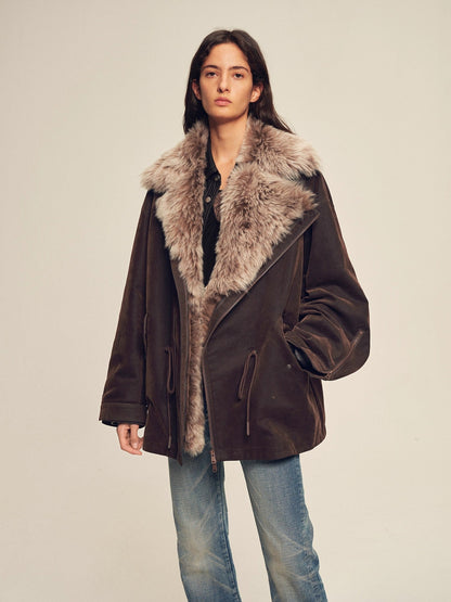 Firelady Women's Sheepskin Parka coat with Two-Tone Toscana Coyote Fur Collar“Wilderness Parka”-4