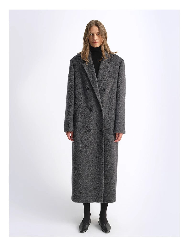 "Opium Nights"Women's Double-Breasted Blazer Coat with Straight Shoulders-0