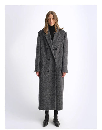 "Opium Nights"Women's Double-Breasted Blazer Coat with Straight Shoulders-0