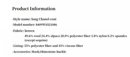 Circle Texture Sequined Wool Tweed Round Neck Long Chanel Style Coat for Women-3