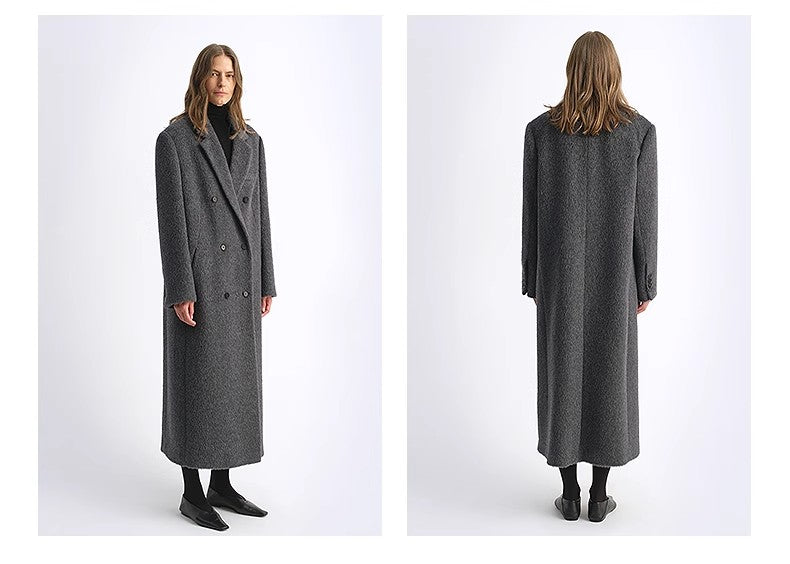 "Opium Nights"Women's Double-Breasted Blazer Coat with Straight Shoulders-1