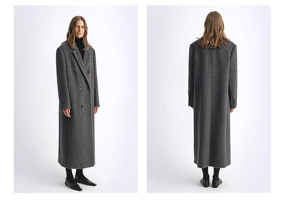 "Opium Nights"Women's Double-Breasted Blazer Coat with Straight Shoulders-1