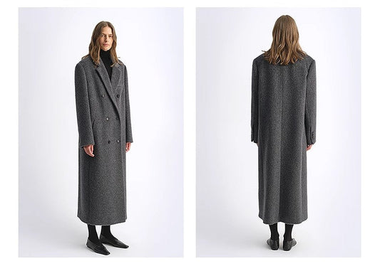 "Opium Nights"Women's Double-Breasted Blazer Coat with Straight Shoulders-1