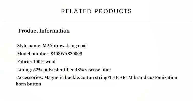 "Desert Heart"women's original color wool peaked lapel drawstring mid-length wool coat-1