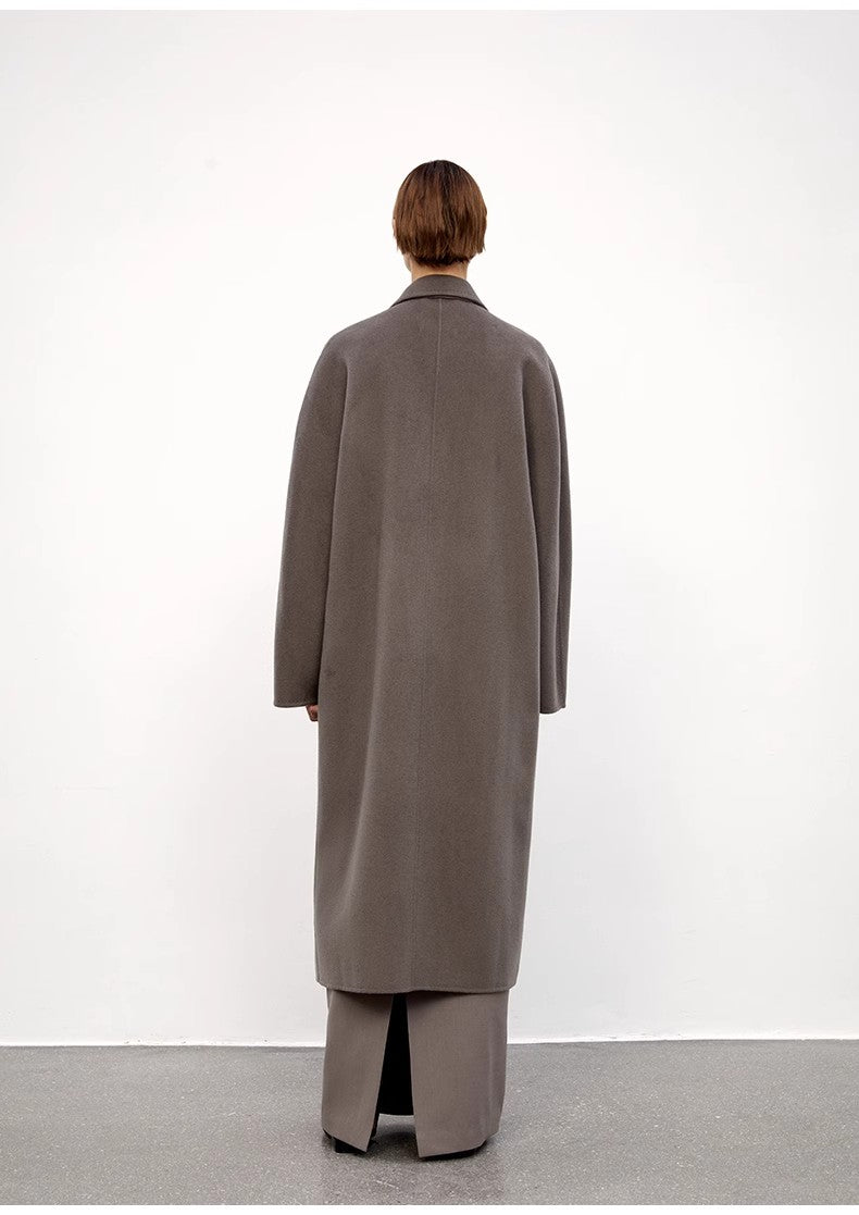 "Desert Mirage"Double-Breasted Coat with Shoulder Seam and Slight Cocoon Shape-2