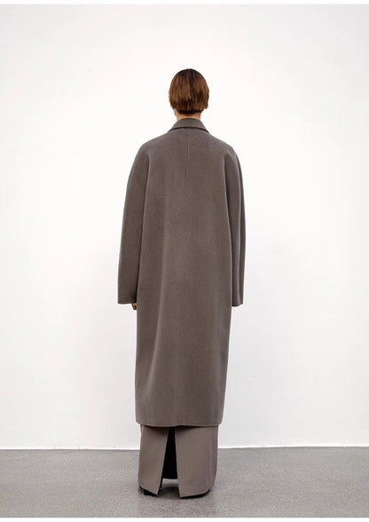 "Desert Mirage"Double-Breasted Coat with Shoulder Seam and Slight Cocoon Shape-2