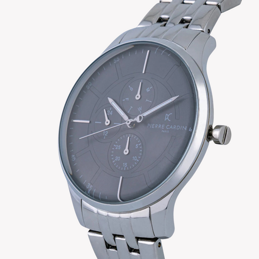 Pierre Cardin Men's Silver Watch, Black Dial | Pc902731f108-1