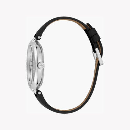 Esprit Women's Black Leather Watch, Silver Dial | Es1l147m0065-1