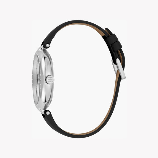 Esprit Women's Black Leather Watch, Silver Dial | Es1l147m0065-1