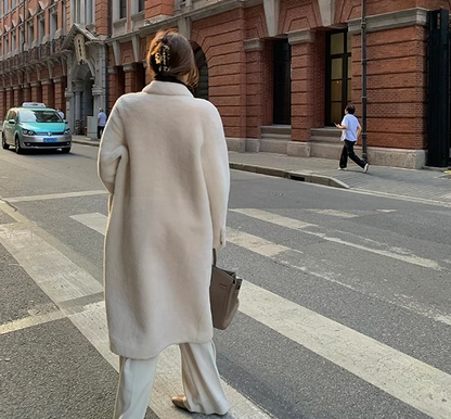 "Korean Drama Ace" Merino mid-length sheepskin coat-4