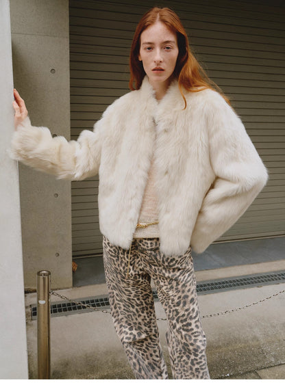 "Healing Eros" casual stand-up collar short Tuscan sheepskin fur coat winter-1