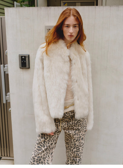 "Healing Eros" casual stand-up collar short Tuscan sheepskin fur coat winter-4