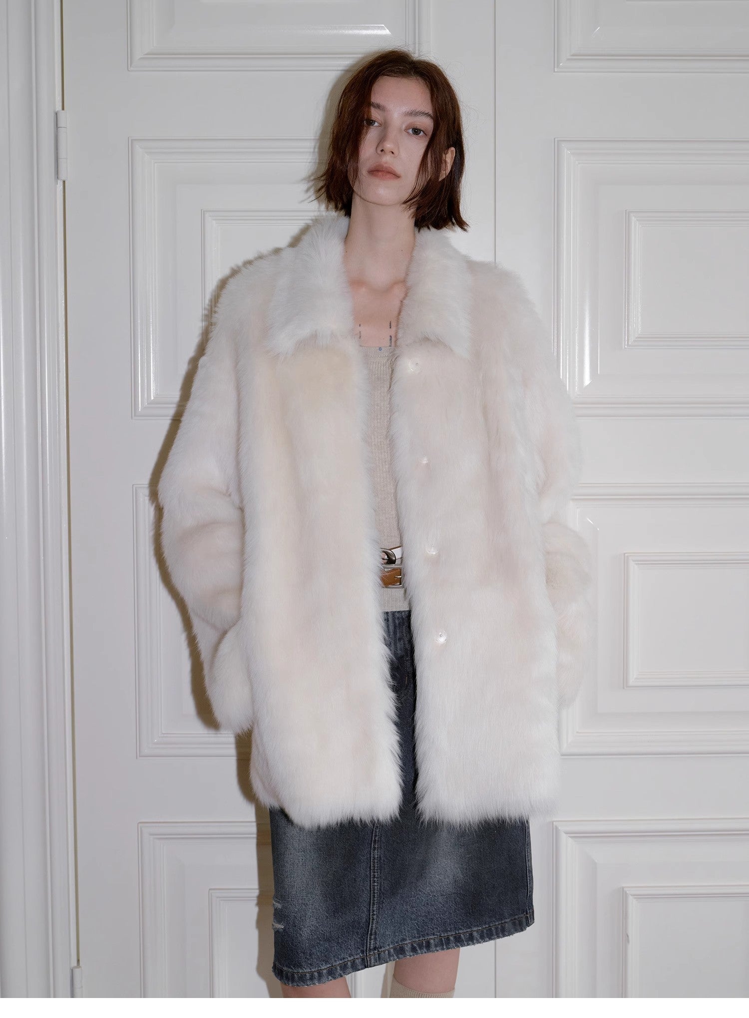 "Autumn Exclusive" Imported Tuscan sheepskin short lapel fur coat-1