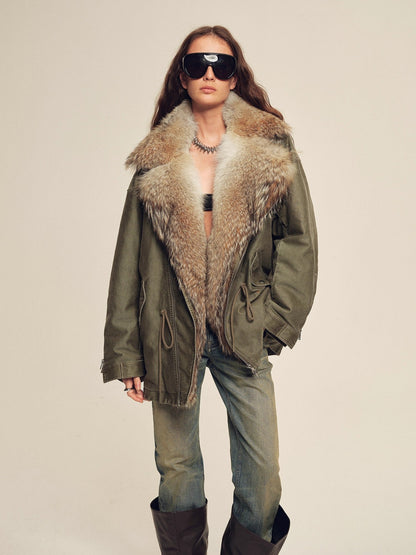 Firelady Women's Sheepskin Parka coat with Two-Tone Toscana Coyote Fur Collar“Wilderness Parka”-2