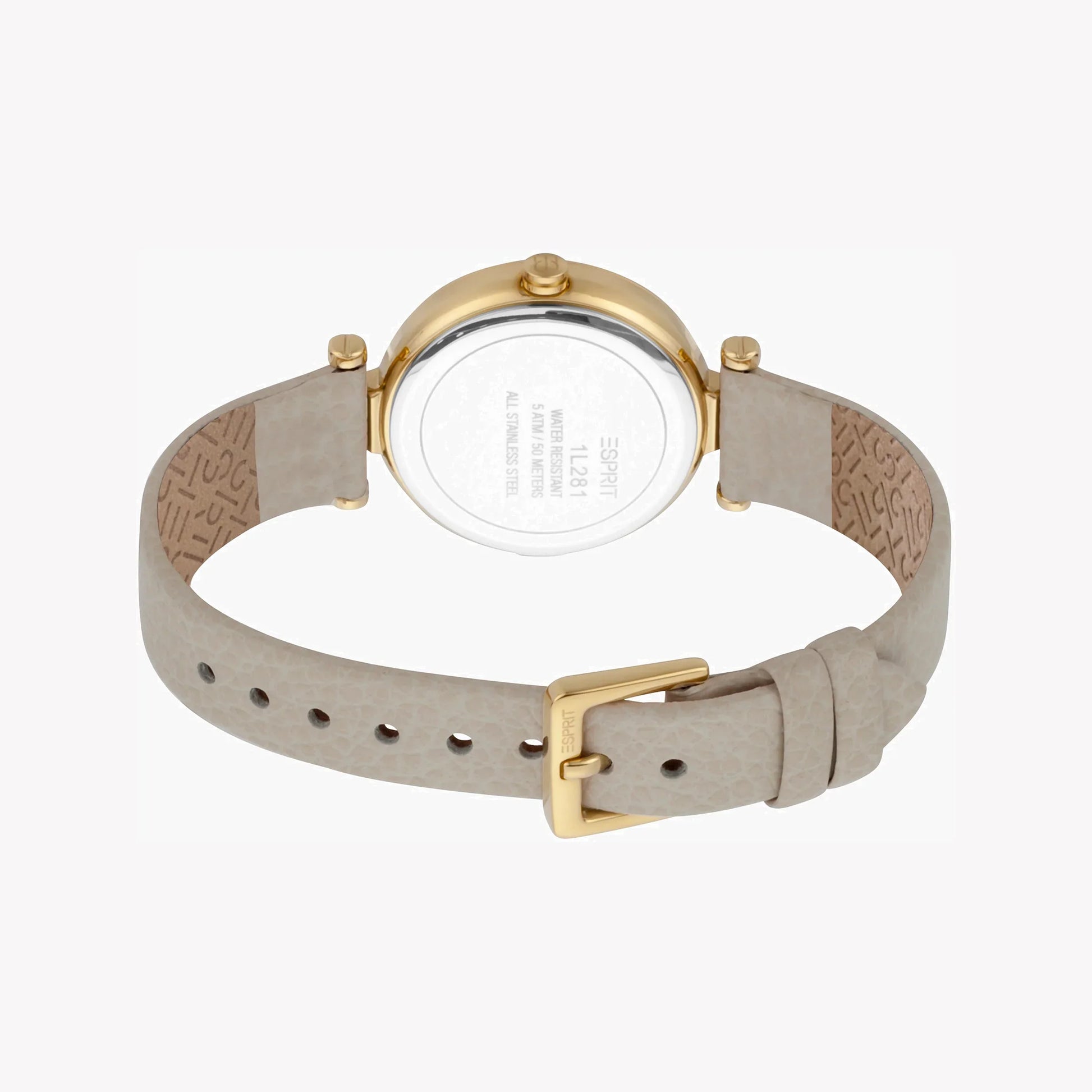 Esprit Women's Beige Leather Watch, Silver Dial | Es1l085m0035-2
