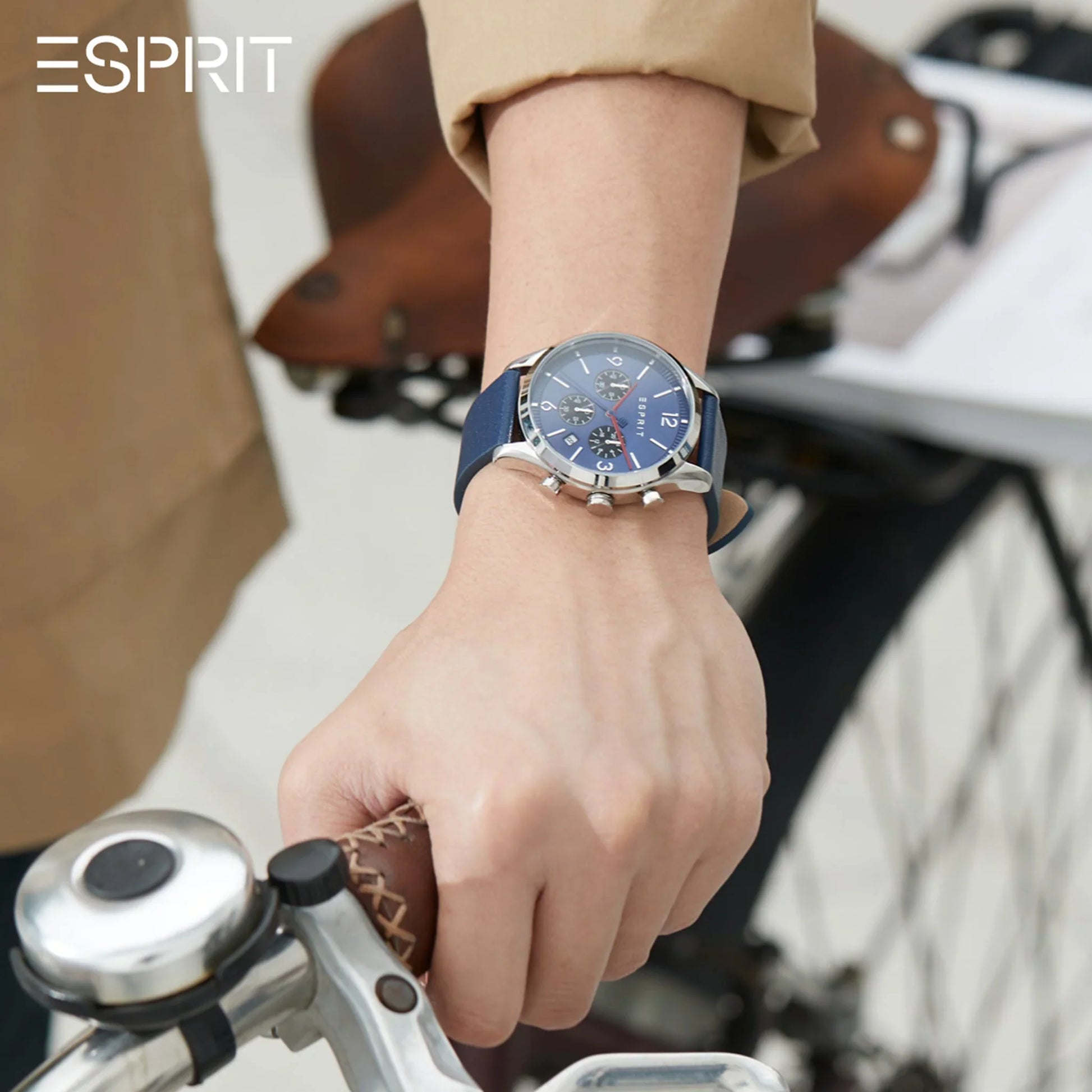 Esprit Men's Blue Leather Watch, Blue Dial | Es1g262m0085-3