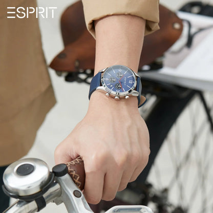 Esprit Men's Blue Leather Watch, Blue Dial | Es1g262m0085-3