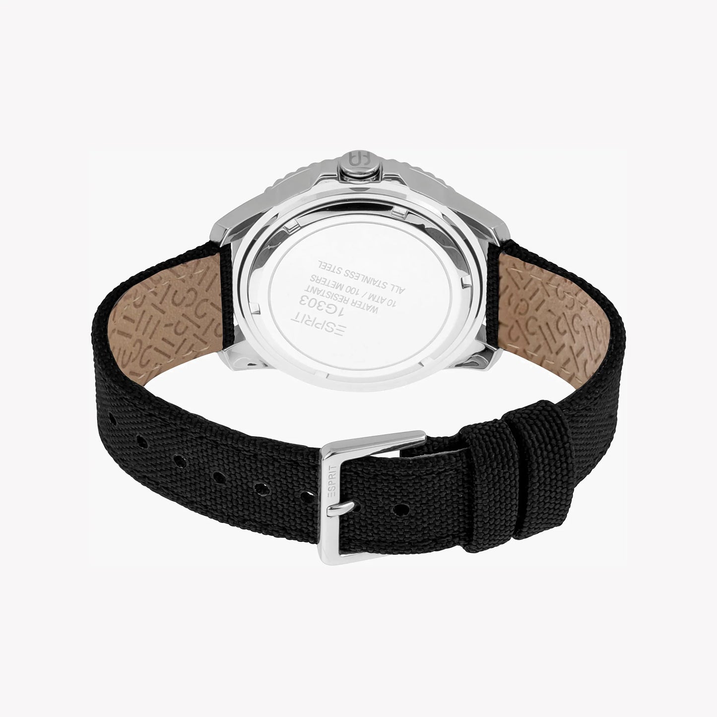 Esprit Men's Black Nylon Watch, Silver Dial | Es1g117m0065-2