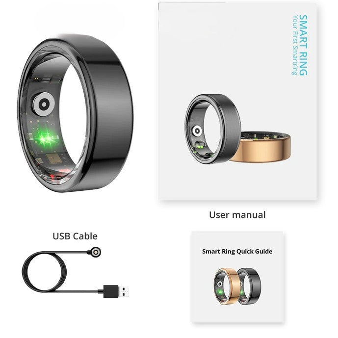 Titanium Steel Smart Ring with Health Monitoring, IP68 Waterproof, and Multi-sport Modes