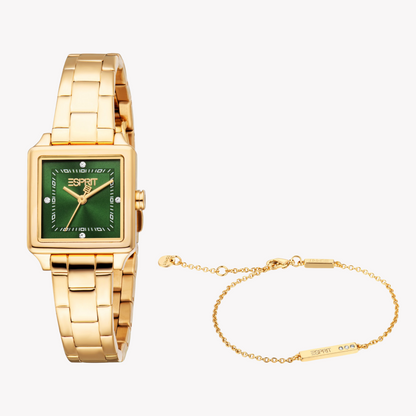 Esprit Women's Gold/Green Stainless Watch | Es1l511m0045-0