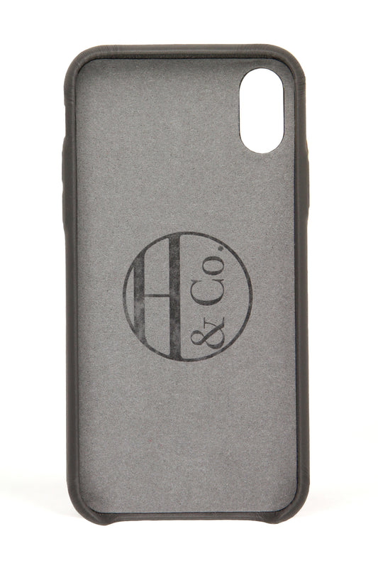iPhone X Case, Grey Leather-1