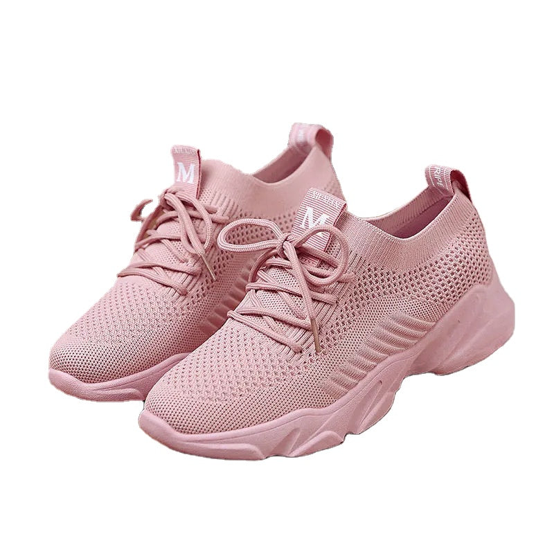 Spring Summer Shoe Walking Style Shoes Sneakers RTS Women's Fashion Casual Running Sports Fly Weave Flat Rib Mouth Women PVC-0