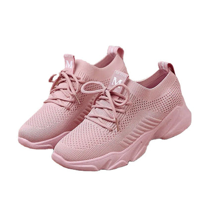 Spring Summer Shoe Walking Style Shoes Sneakers RTS Women's Fashion Casual Running Sports Fly Weave Flat Rib Mouth Women PVC-0