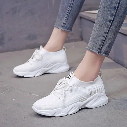 Spring Summer Shoe Walking Style Shoes Sneakers RTS Women's Fashion Casual Running Sports Fly Weave Flat Rib Mouth Women PVC-3