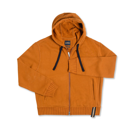 Brushed French Terry Zipped Hoodie (Copper)-1