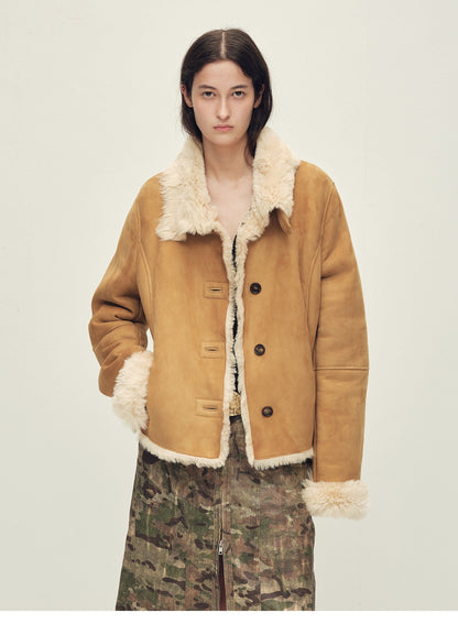 Firelady Fur Women’s Shearling Coat Crafted with Italian Contrast Suede & Tuscan Shearling“Winter Mochi”-4