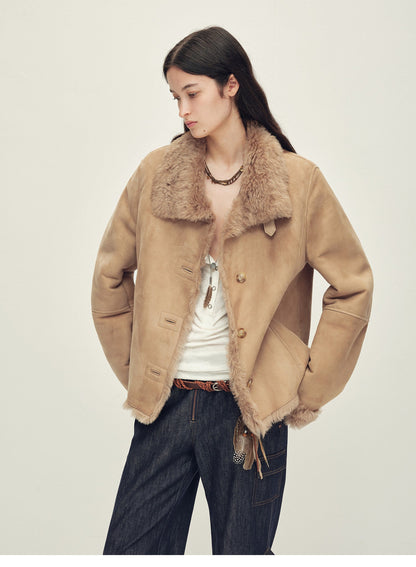 Firelady Fur Women’s Shearling Coat Crafted with Italian Contrast Suede & Tuscan Shearling“Winter Mochi”-2