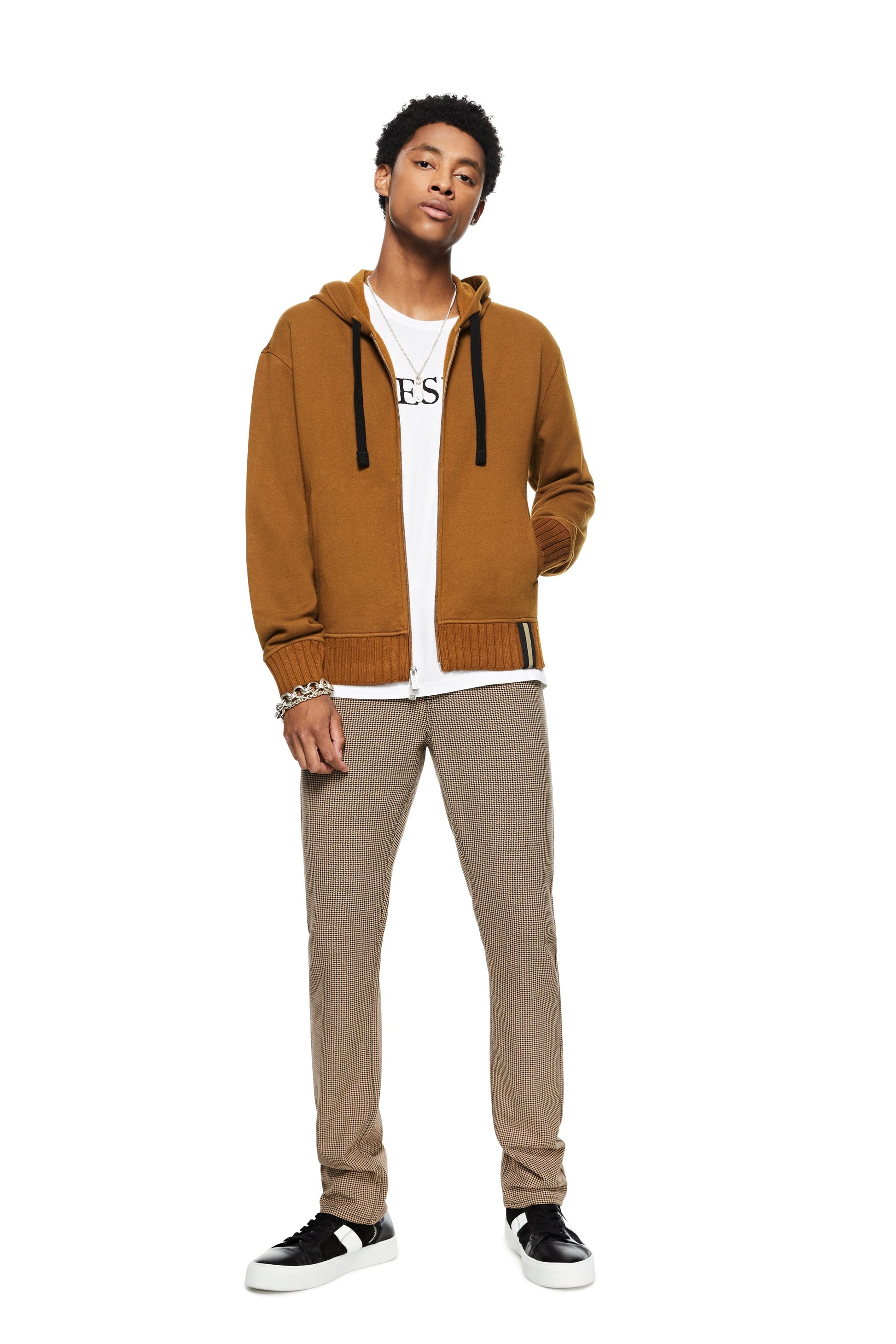Brushed French Terry Zipped Hoodie (Copper)-4