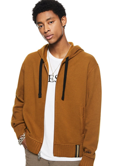 Brushed French Terry Zipped Hoodie (Copper)-2